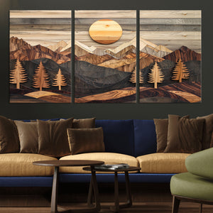 Wood Mountain Wall Art Canvas Print – Layered Forest and
