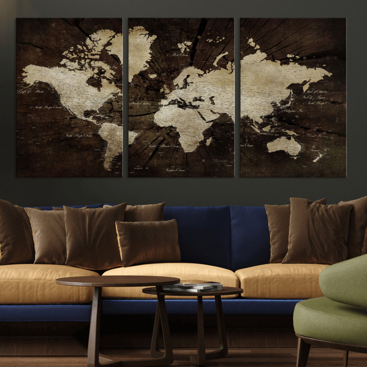 World Map Wall Art Canvas Print – Framed Travel Map Wall Art
