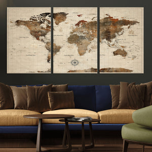 World Map Canvas Print – Framed Detailed Map of the World