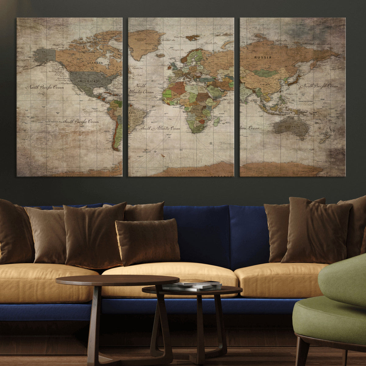 World Map Canvas Print – Framed Travel Map Wall Art for