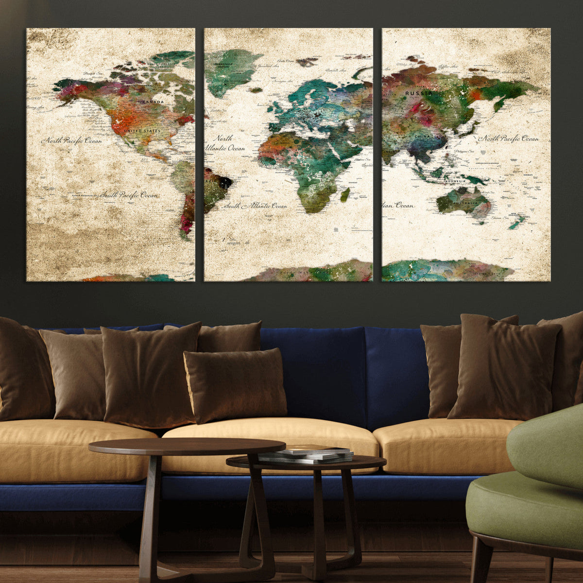 World Map Canvas Print – Framed Detailed Map of the World