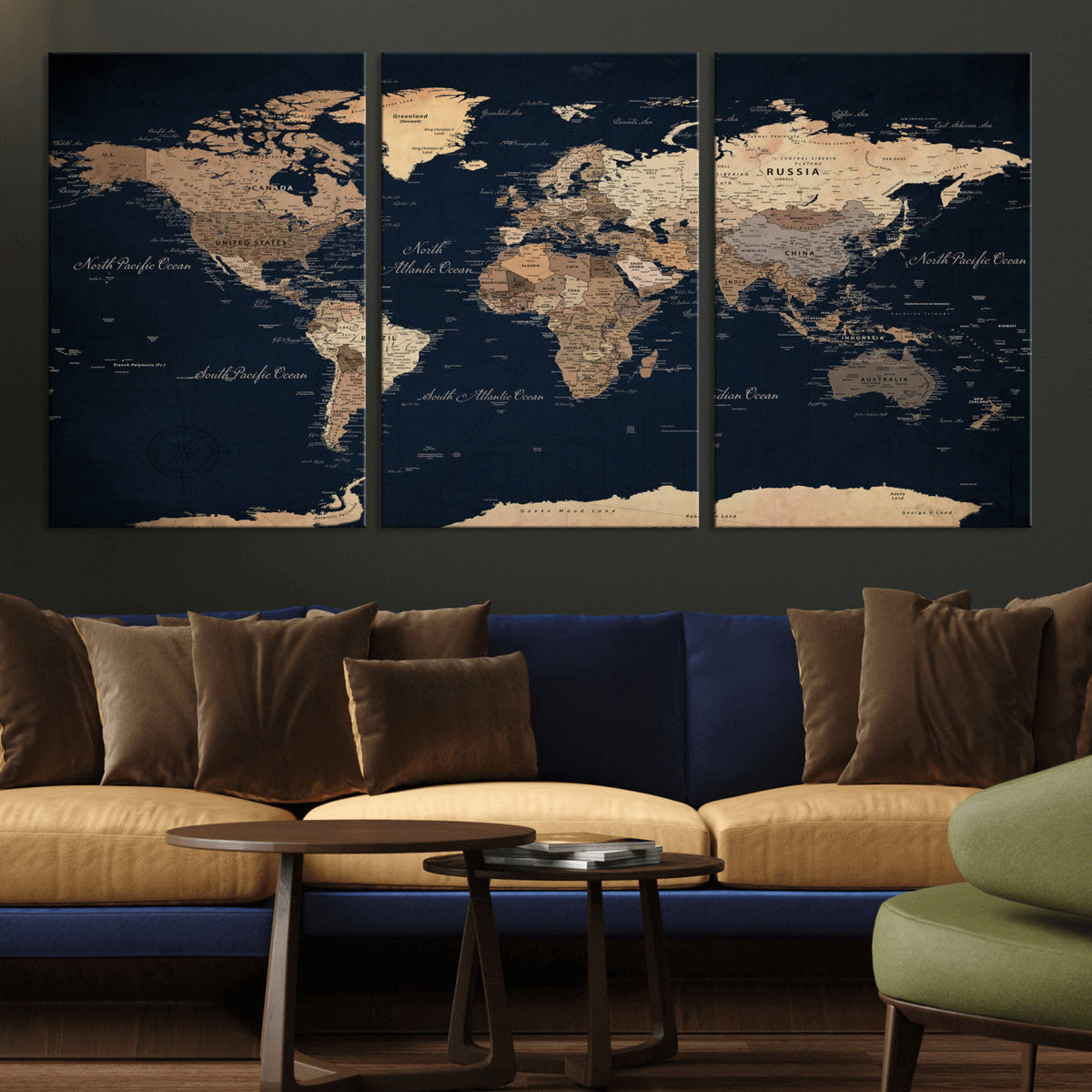 World Map Canvas Print – Detailed Map of the World Wall Art