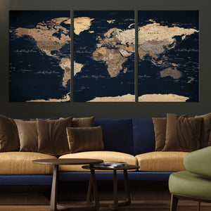 World Map Canvas Print – Detailed Map of the World Wall Art