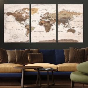 World Map Canvas Print – Framed Travel Map Wall Art for
