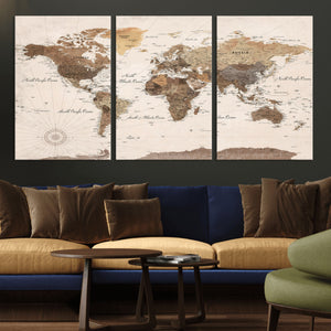 World Map Canvas Print – Framed Detailed Map of the World