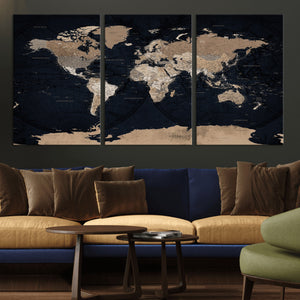 Grunge Wall Art World Map Canvas Print