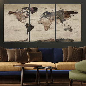 World Map Canvas Print – Detailed Map of the World Adventure