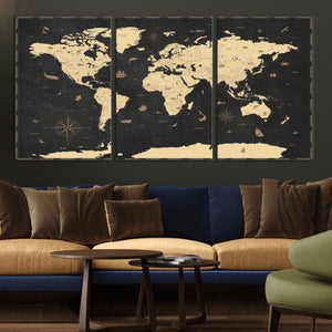 World Map Canvas Print – Detailed Map of the World Wall Art