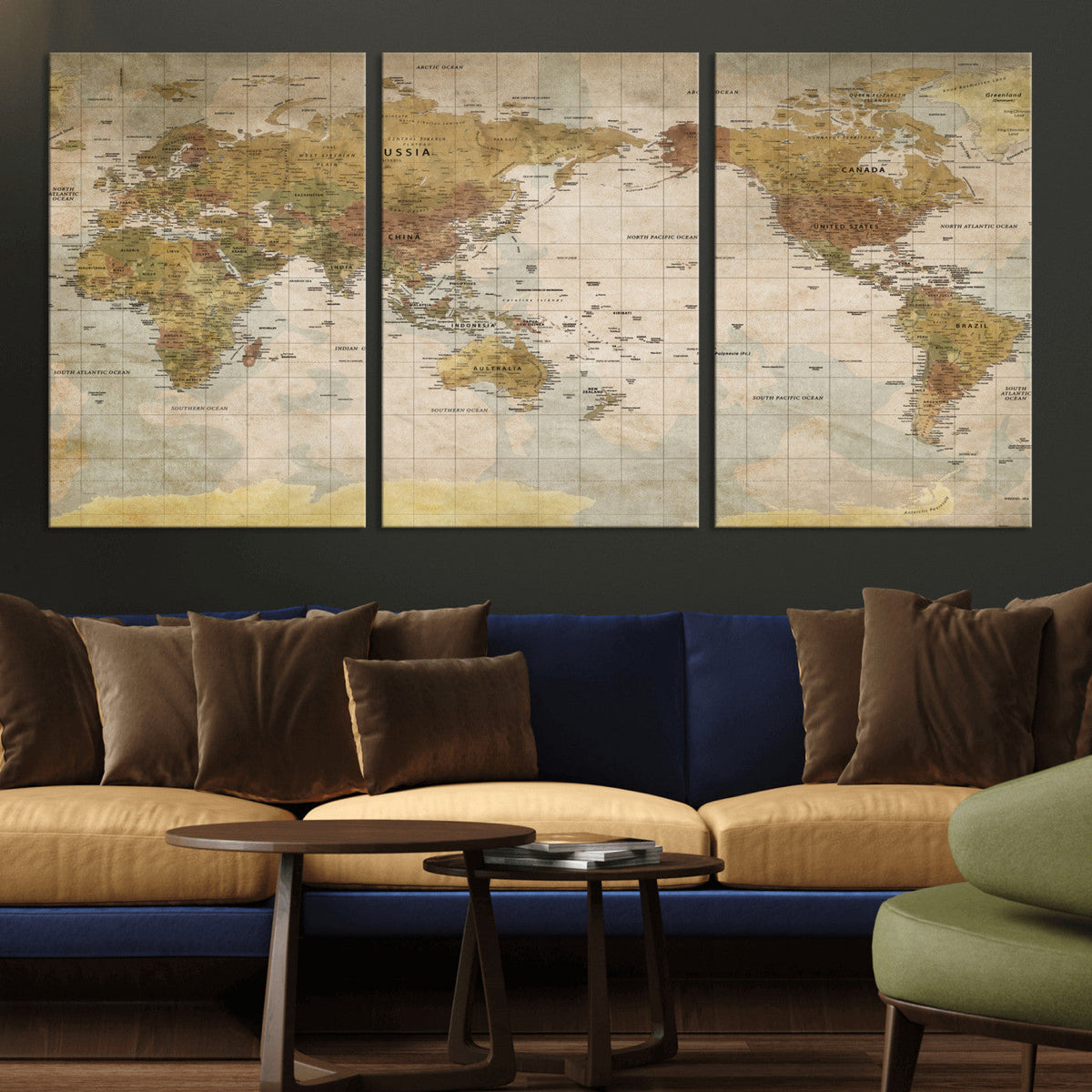 World Map Canvas Print – Detailed Map of the World Wall Art