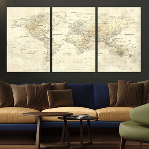 Colorful Watercolor World Map Canvas Wall Art – Framed