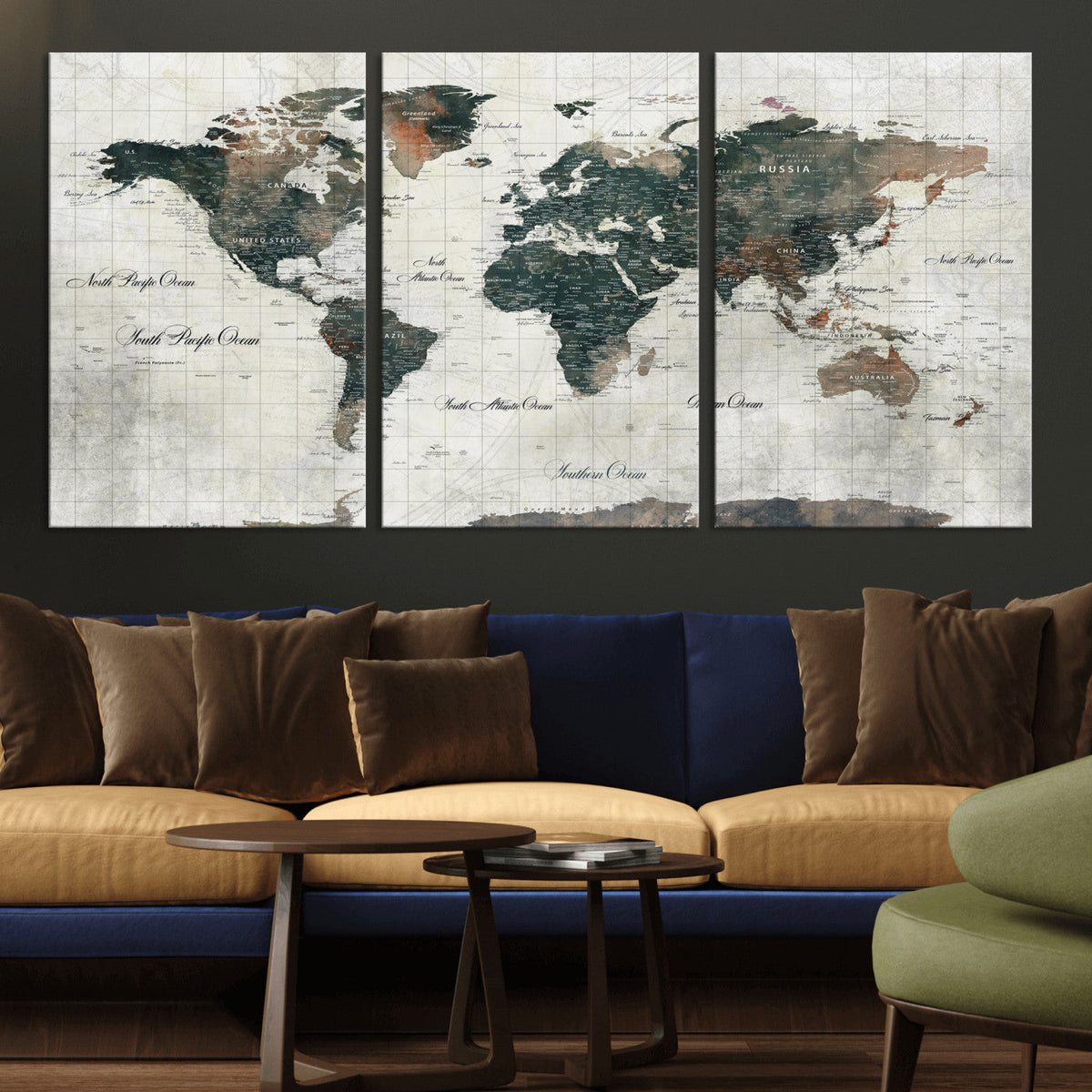 World Map Canvas Print – Framed Travel Map Wall Art for