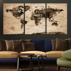 World Map Wall Art Canvas Print