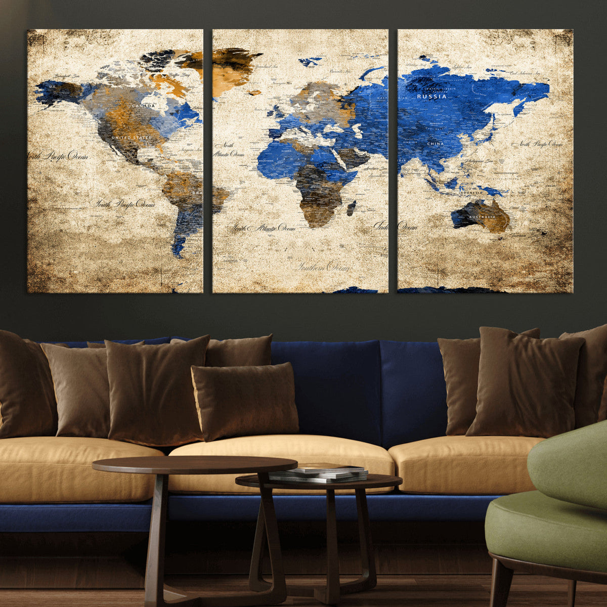 World Map Canvas Print – Colorful Abstract Travel Map,