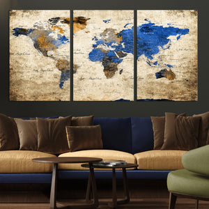 World Map Canvas Print – Colorful Abstract Travel Map,
