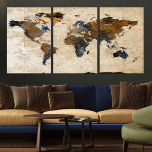 World Map Canvas Print – Framed Travel Map Wall Art for