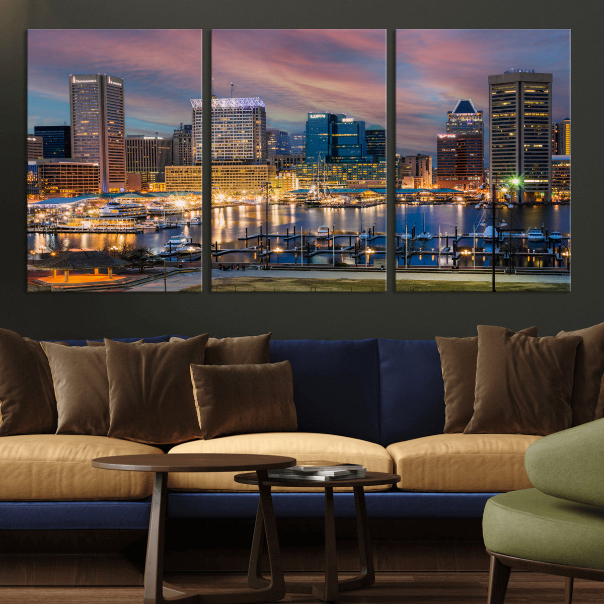 Baltimore Skyline Wall Art Canvas Print, Baltimore Downtown