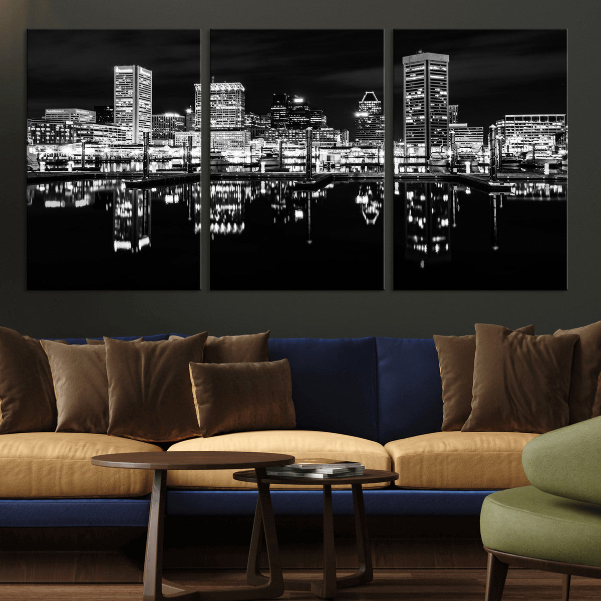 Baltimore Skyline Wall Art Canvas Print, Baltimore Downtown