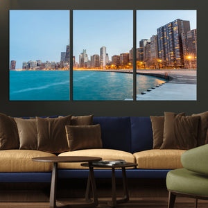 Chicago Wall Art Canvas Print, Chicago City Downtown Night
