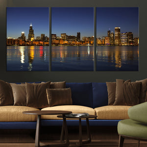 Chicago Wall Art Canvas Print - Chicago City Downtown Night