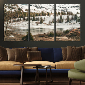 Snowy Mountain Landscape Wall Art Canvas Print, Alpine Pine
