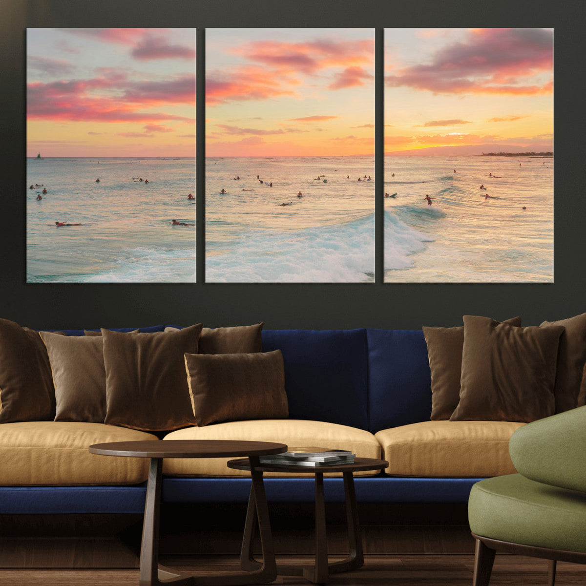 Sunset Beach Wall Art Canvas Print – Soft Coastal