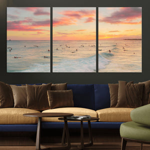 Sunset Beach Wall Art Canvas Print – Soft Coastal