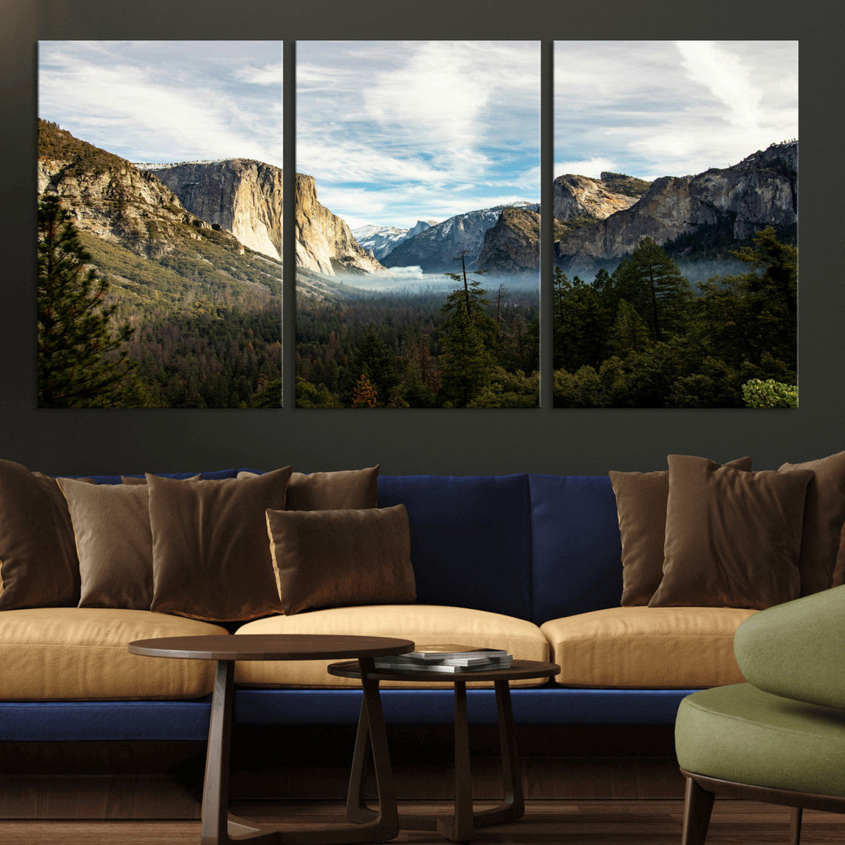 Yosemite Valley Mountain Wall Art Canvas Print, Granite