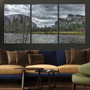 Yosemite Valley River Wall Art Canvas Print, Granite Cliffs