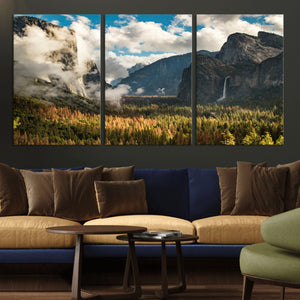 Yosemite Valley River Wall Art Canvas Print