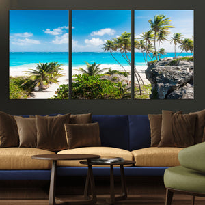 Tropical Beach Wall Art Canvas Print, Palm Tree Ocean