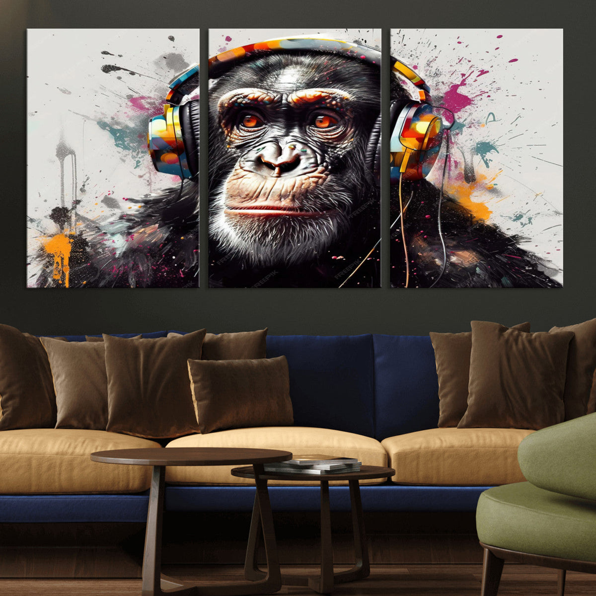 Dj Monkey Wall Art Canvas Print – Colorful Pop Art Banksy