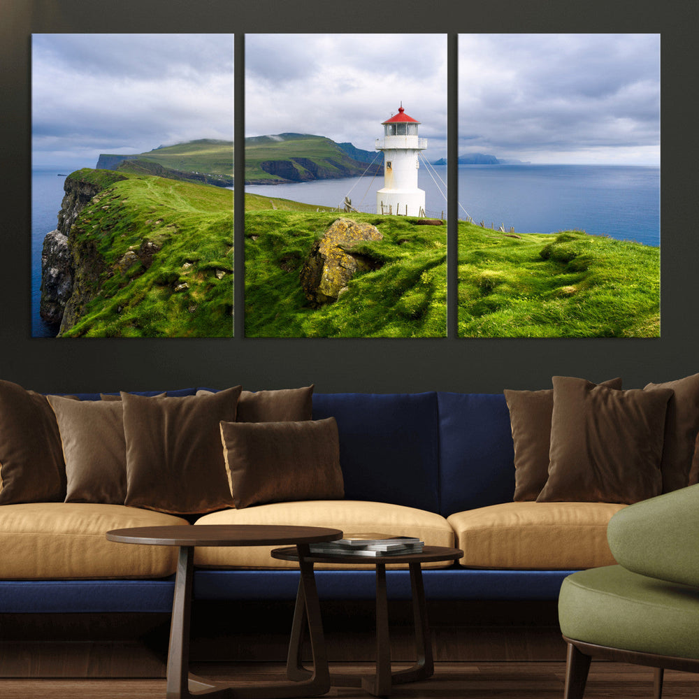 Cliffside Lighthouse Wall Art Canvas Print – Coastal