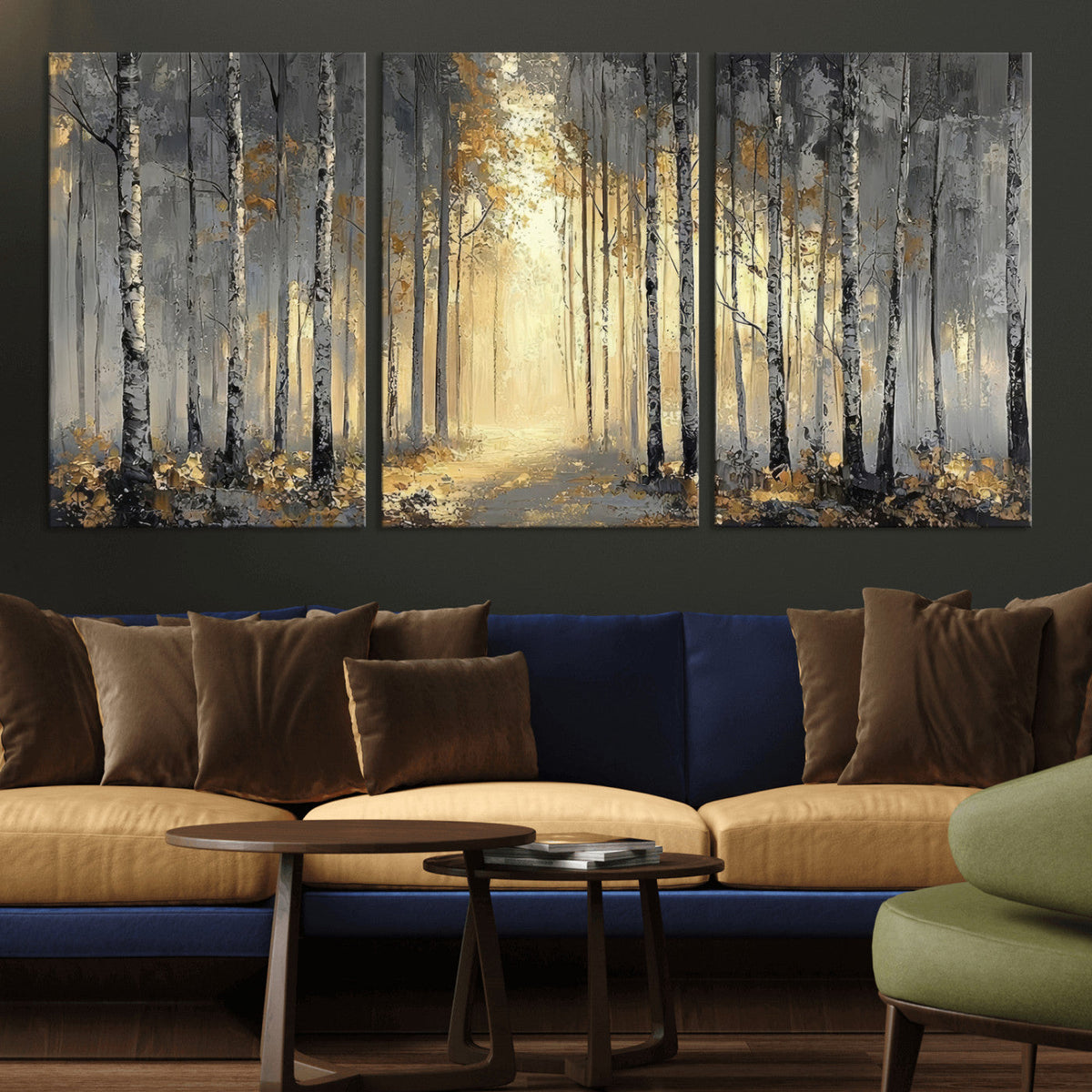 Abstract Birch Forest Wall Art Canvas Print – Modern Neutral