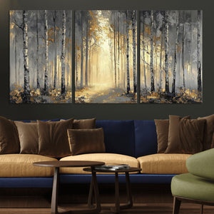 Abstract Birch Forest Wall Art Canvas Print – Modern Neutral