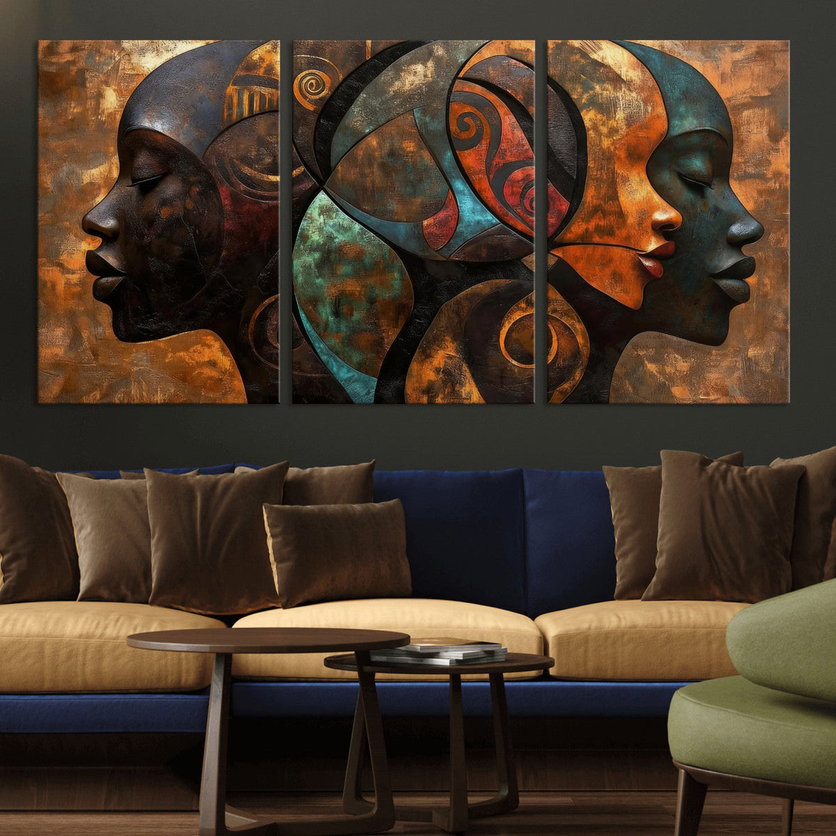 Abstract Afro American Women Wall Art Canvas Print