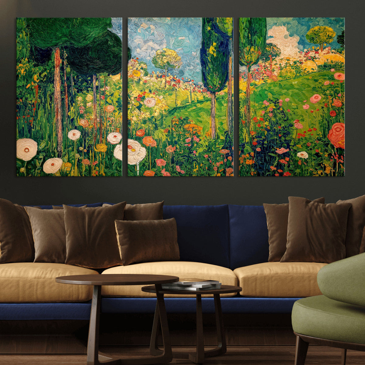 Gustav Klimt Boho Mountain Landscape Large Wall Art,