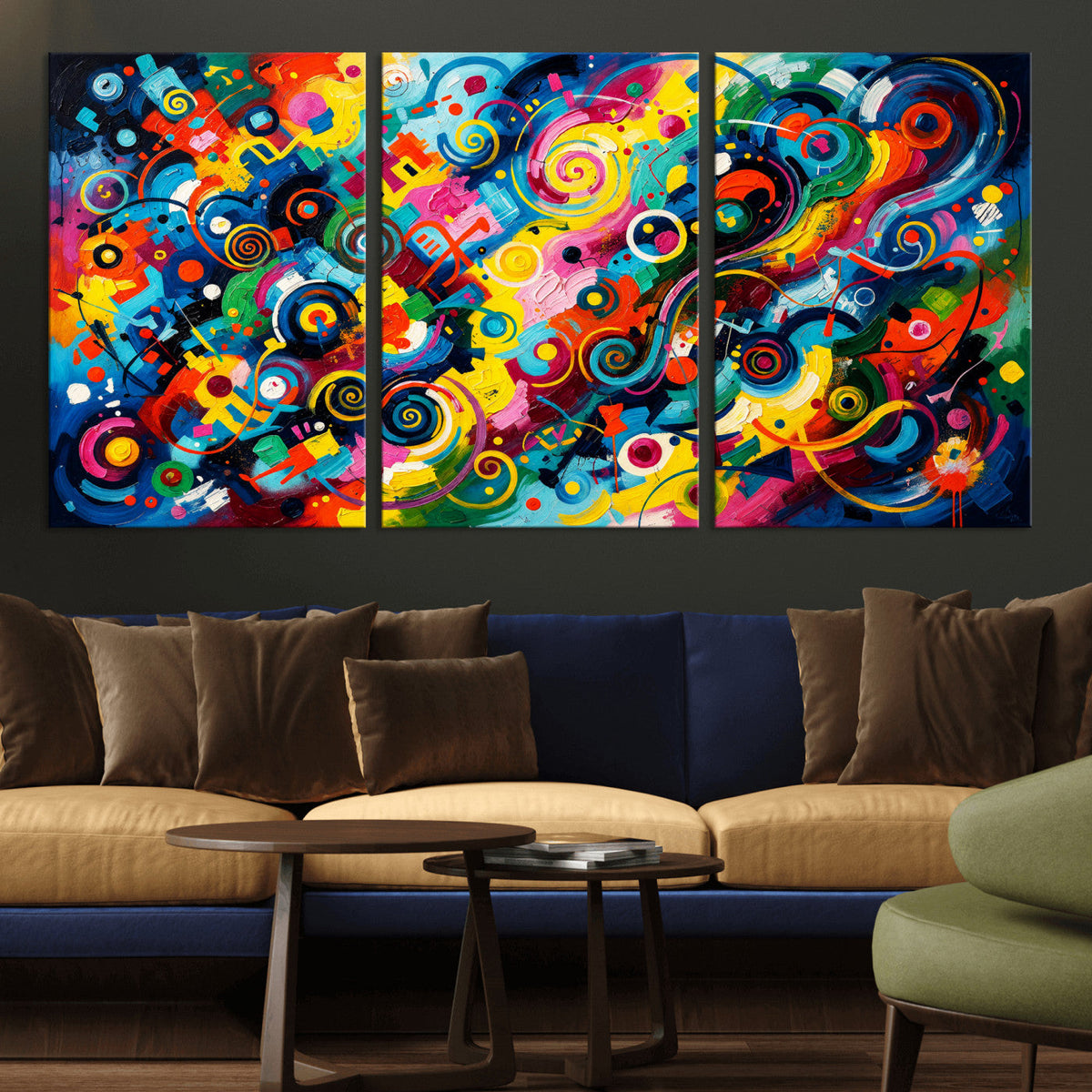 Geometric Abstract Wall Art Canvas Print, Bold Color