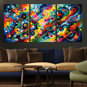 Geometric Abstract Wall Art Canvas Print, Bold Color