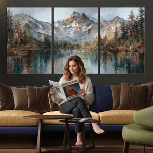 Drip Style Forest Lake Gold Art — Abstract Expressionist