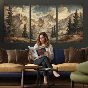 Drip Style Forest Lake Gold Art — Abstract Expressionist