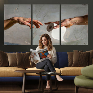 Funny Bathroom Wall Art Canvas, Creation of Toilet Paper