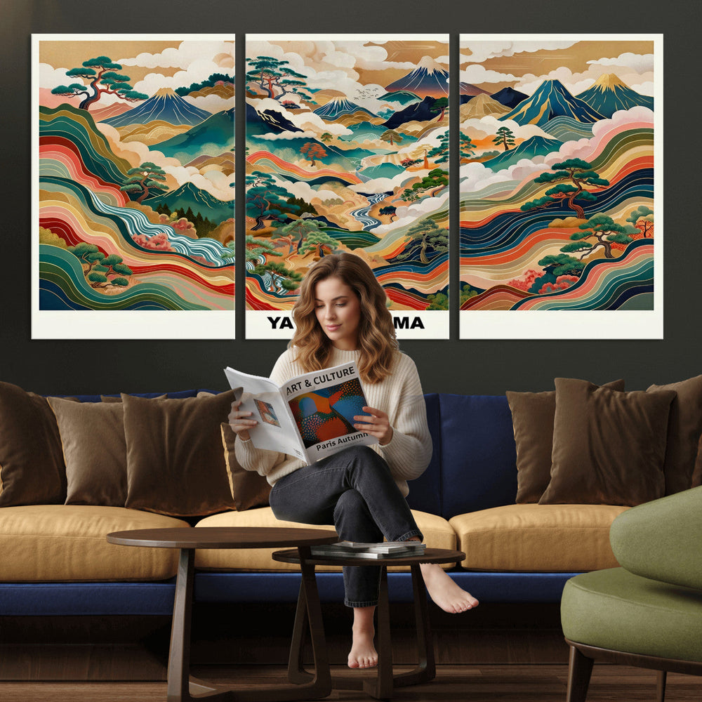 Japanese Grasslands Canvas Wall Art, Kusama Inspired