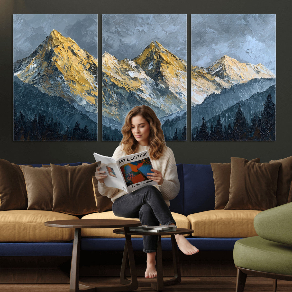 Abstract Mountain Wall Art Canvas Print Modern Landscape Painting Print