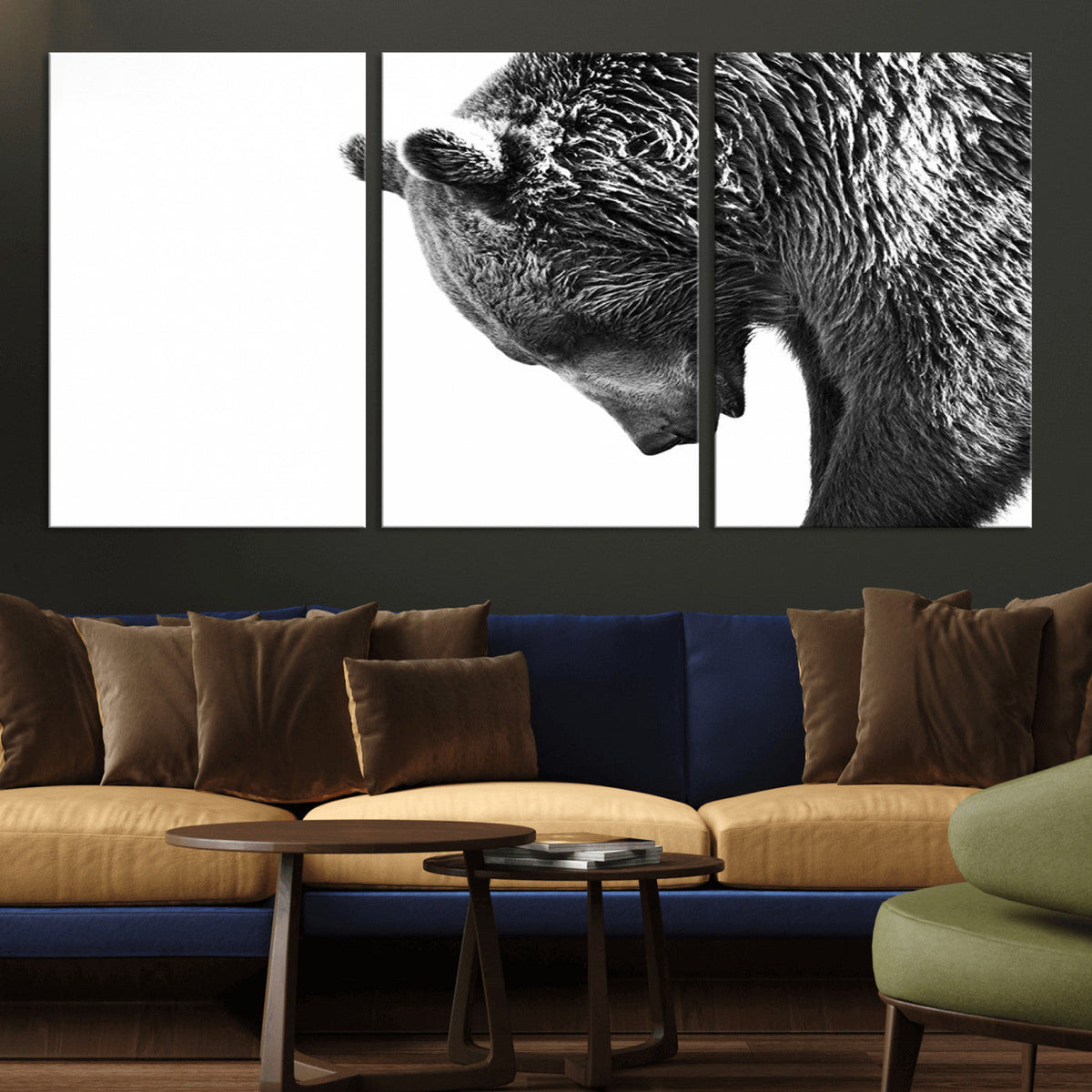 Black and White Grizzly 399 Bear Canvas Print Wall Art |