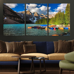 Moraine Lake 3-Panel Wall Art, Majestic Mountain and Lake