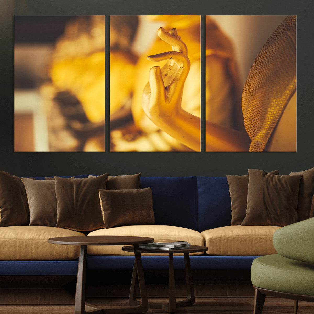 Gold Buddha Statue Hands Wall Art Canvas Print