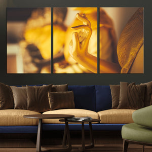 Gold Buddha Statue Hands Wall Art Canvas Print