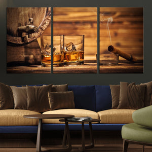 Rustic Whiskey and Barrel Canvas Print