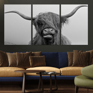 Texas Cow Wall Art Canvas, Texas Longhorn Cattle Canvas