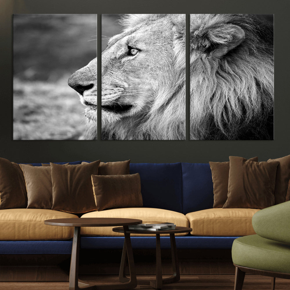 Lion Wall Art Canvas Print – Framed Majestic Wildlife